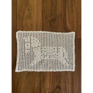 Vintage Handmade Crochet Ecru Horse Doily Filet